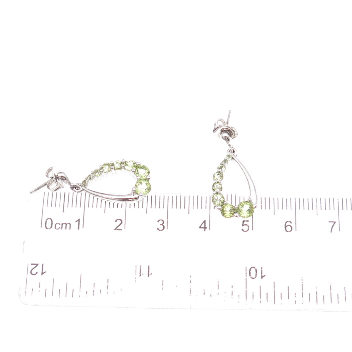 Atelier 925 Sterling Silver Real Graduated Peridot Teardrop Dangle Earrings
