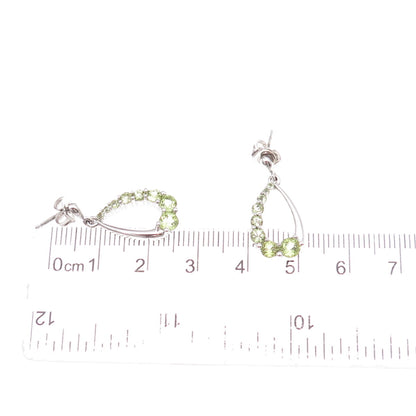Atelier 925 Sterling Silver Real Graduated Peridot Teardrop Dangle Earrings