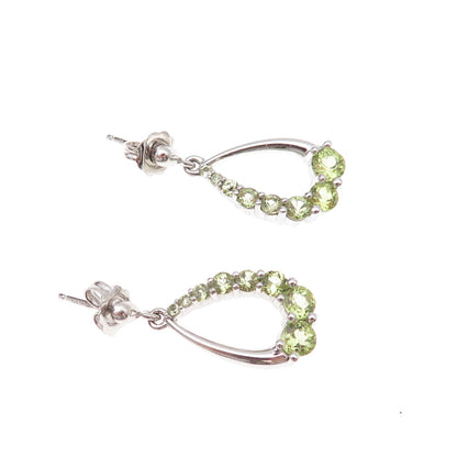 Atelier 925 Sterling Silver Real Graduated Peridot Teardrop Dangle Earrings