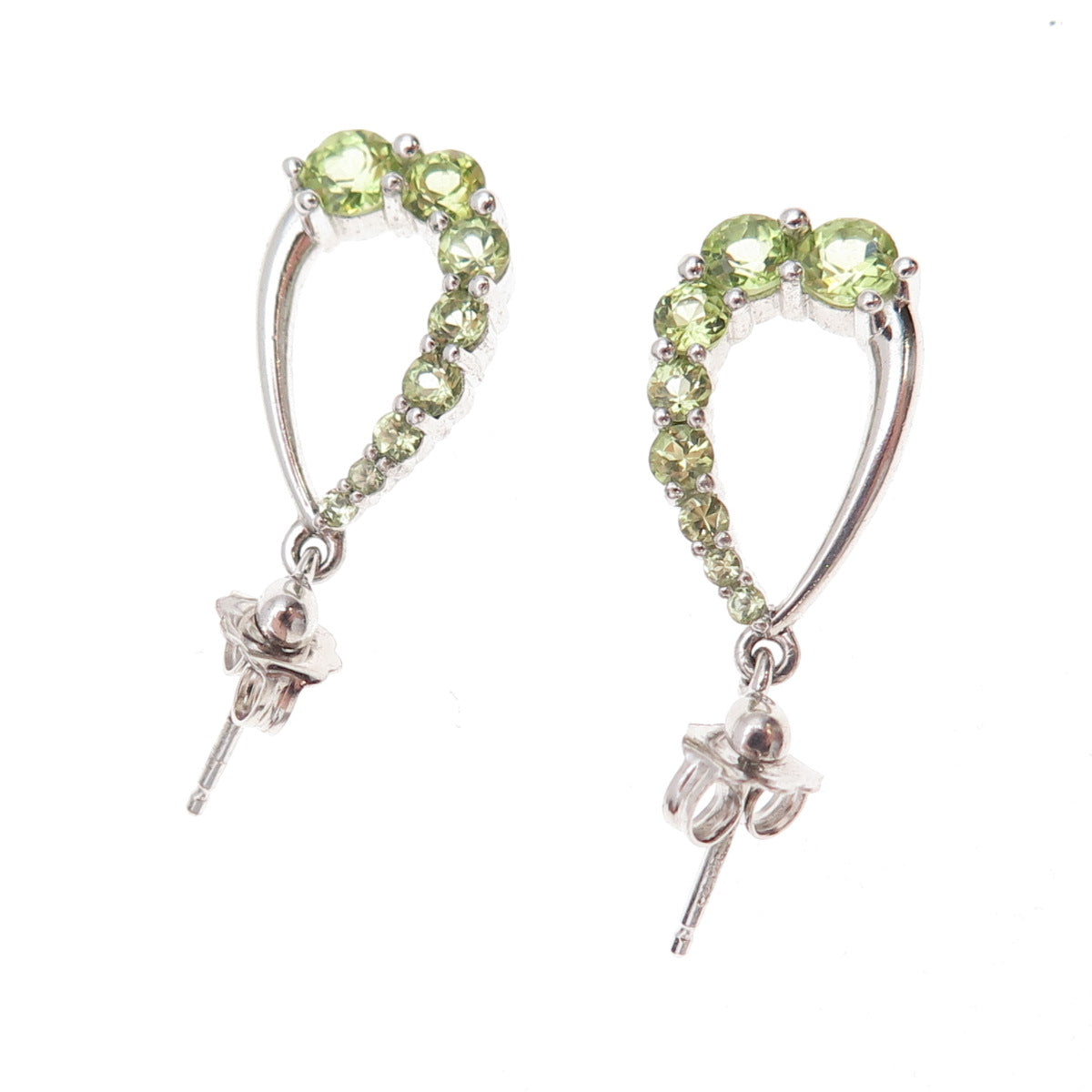 Atelier 925 Sterling Silver Real Graduated Peridot Teardrop Dangle Earrings