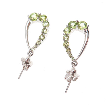 Atelier 925 Sterling Silver Real Graduated Peridot Teardrop Dangle Earrings
