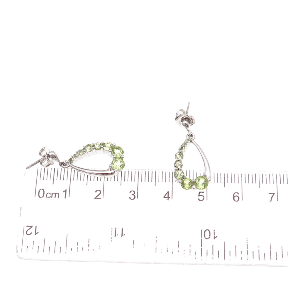 Atelier 925 Sterling Silver Real Graduated Peridot Teardrop Dangle Earrings