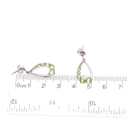 Atelier 925 Sterling Silver Real Graduated Peridot Teardrop Dangle Earrings