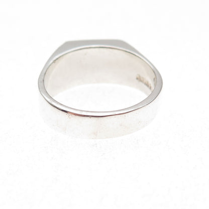 925 Sterling Silver Vintage Mexico Real Turquoise Inlay Ring Size 8.25