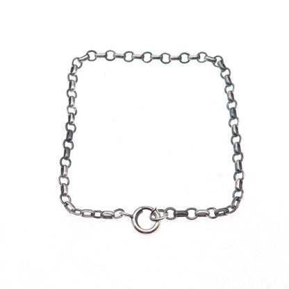 925 Sterling Silver Antique Art Deco Rolo Link Oxidized Bracelet 7.25"