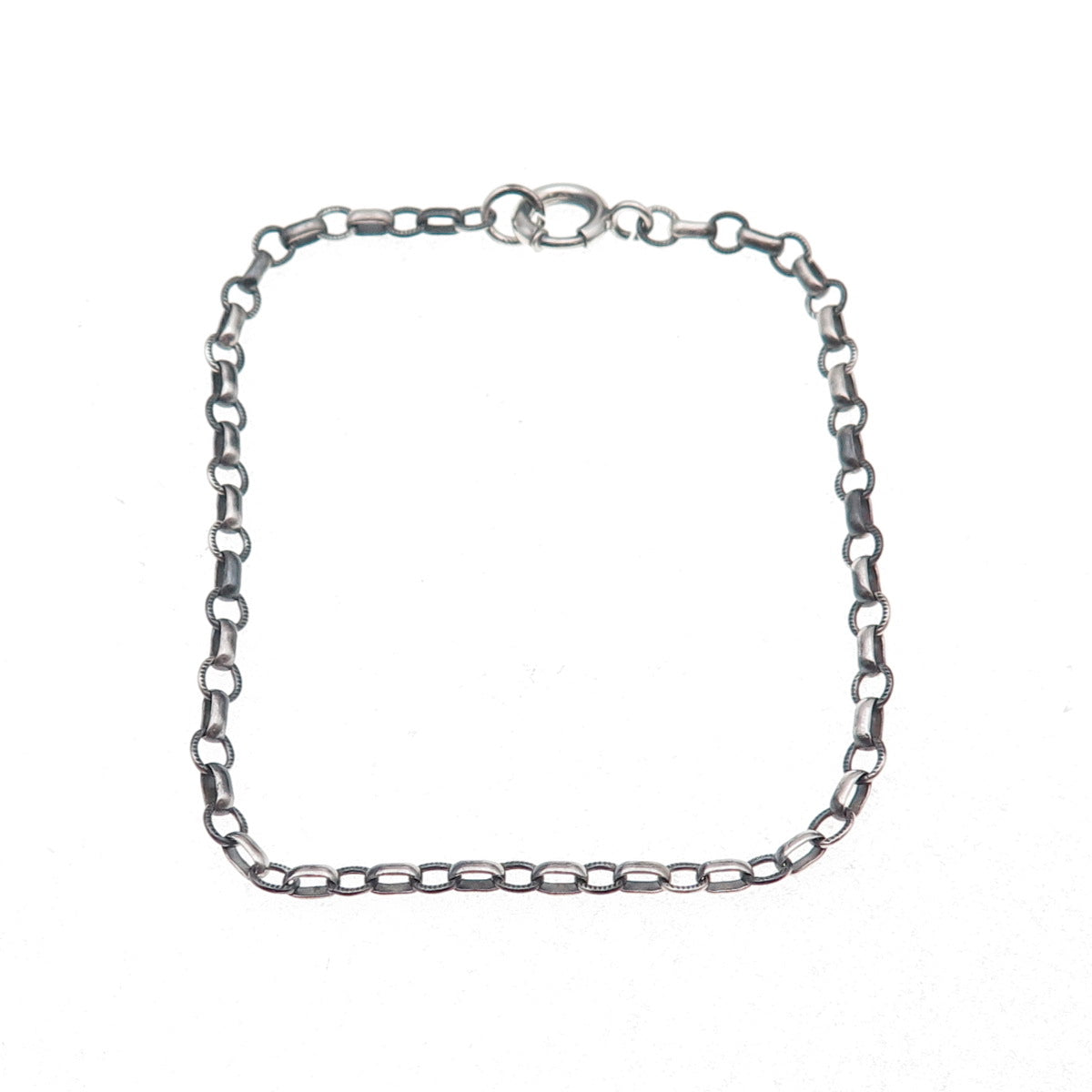 925 Sterling Silver Antique Art Deco Rolo Link Oxidized Bracelet 7.25"
