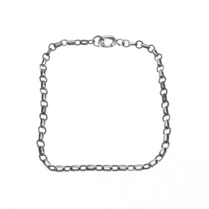 925 Sterling Silver Antique Art Deco Rolo Link Oxidized Bracelet 7.25"