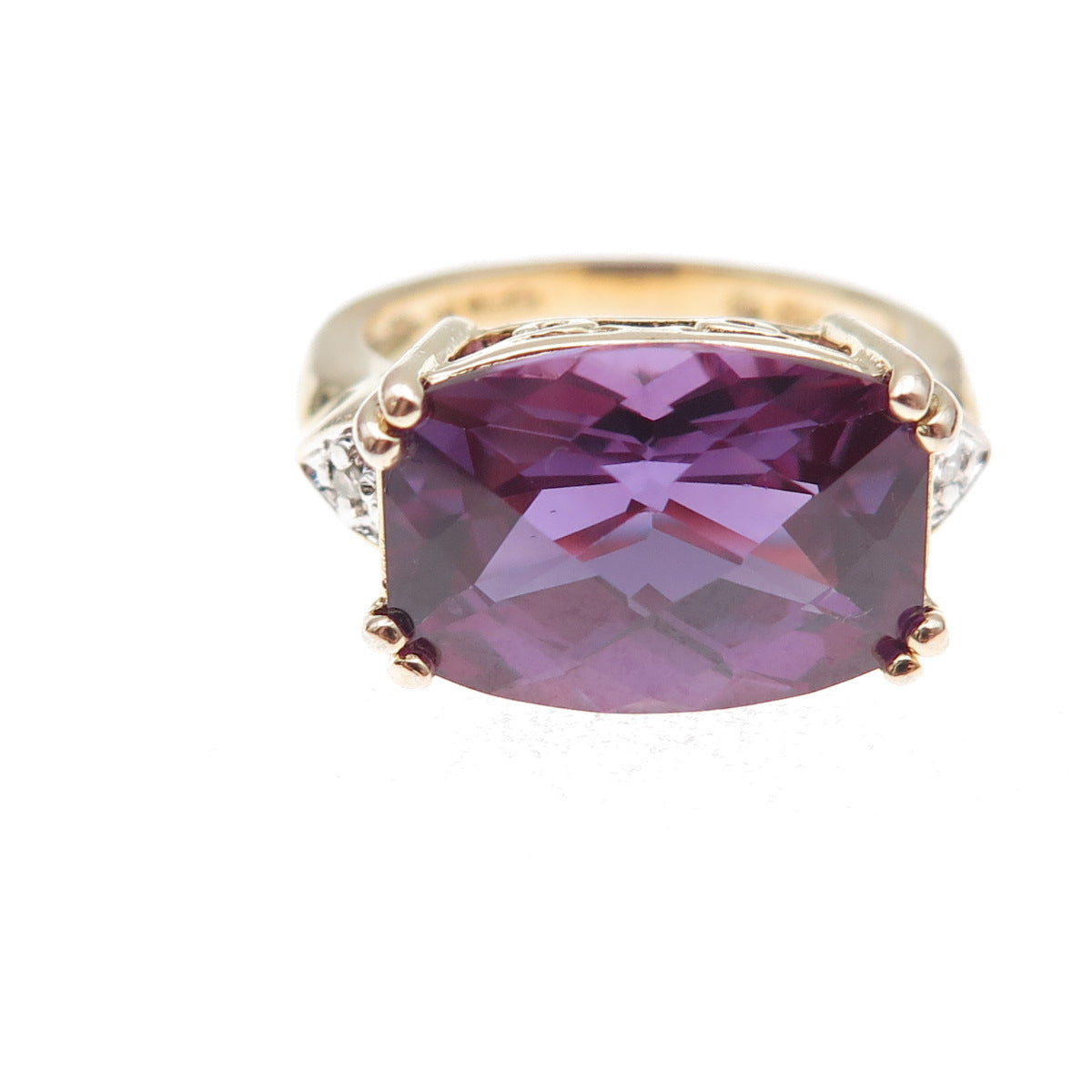 Ross Simons 925 Sterling Real Diamond & Lab-Created Peacock Sapphire Ring Size 6
