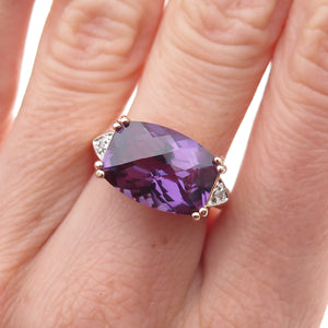 Ross Simons 925 Sterling Real Diamond & Lab-Created Peacock Sapphire Ring Size 6