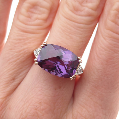 Ross Simons 925 Sterling Real Diamond & Lab-Created Peacock Sapphire Ring Size 6