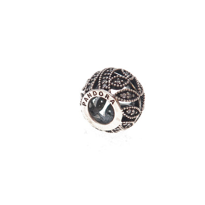 Pandora 925 Sterling Silver C Z Sparkling Leaves Slide Bead Charm