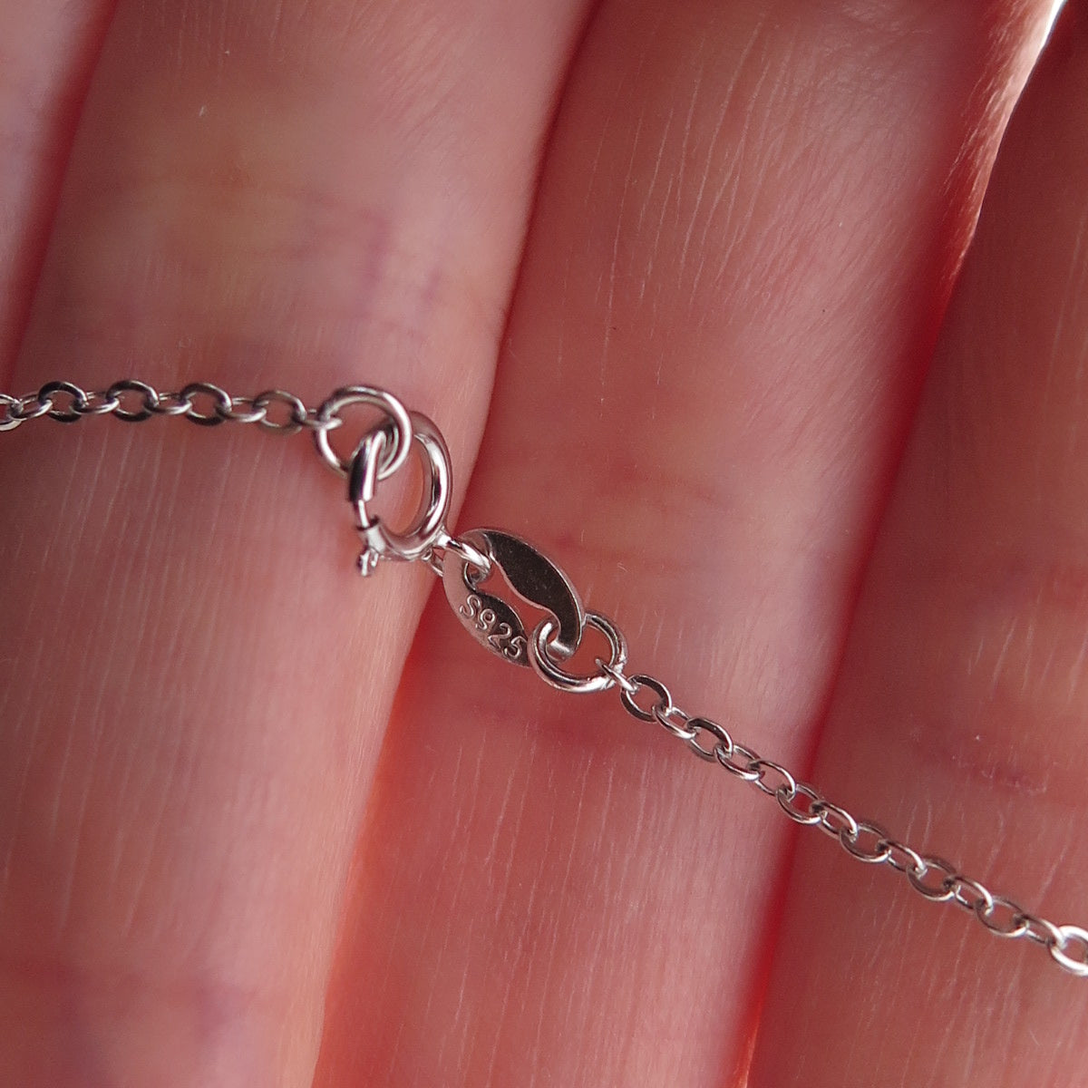925 Sterling Silver Mexico Real Round-Cut Diamond Cable Chain Necklace 18"