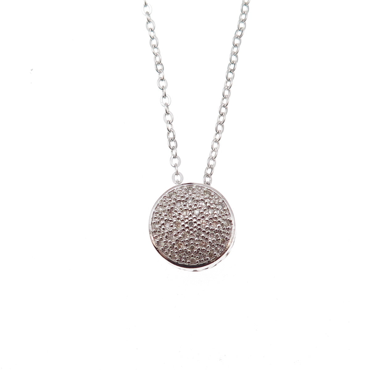 925 Sterling Silver Mexico Real Round-Cut Diamond Cable Chain Necklace 18"