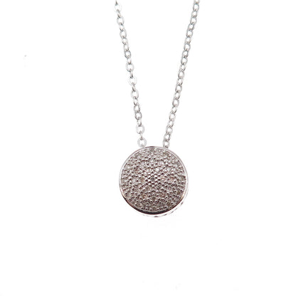 925 Sterling Silver Mexico Real Round-Cut Diamond Cable Chain Necklace 18"