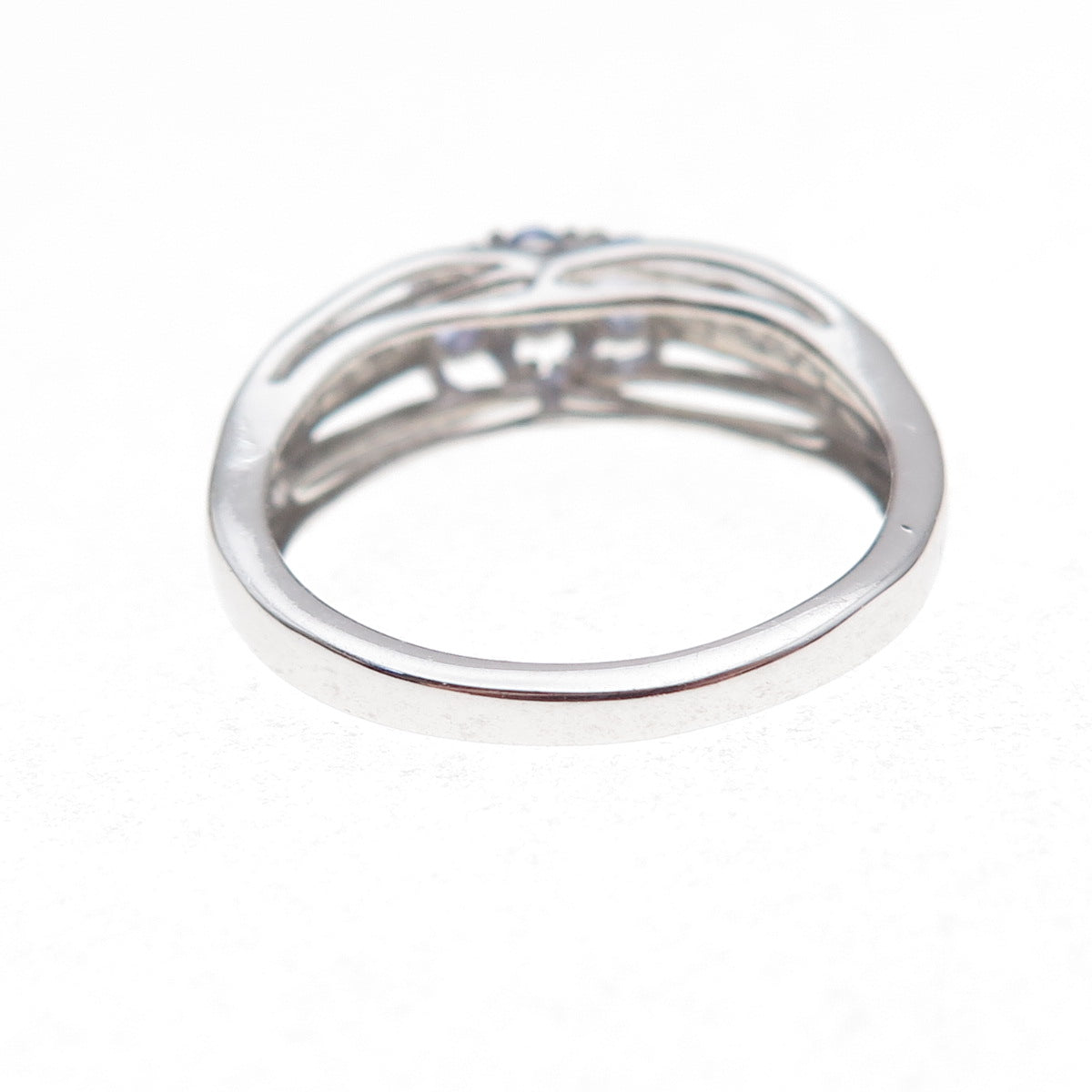 Chuck Clemency 925 Sterling Silver Real Tanzanite & White Topaz Ring Size 8.25