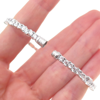 925 Sterling Silver Round-Cut C Z Tennis Link Bangle Bracelet 8"