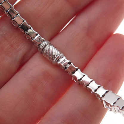 925 Sterling Silver Round-Cut C Z Tennis Link Bangle Bracelet 8"
