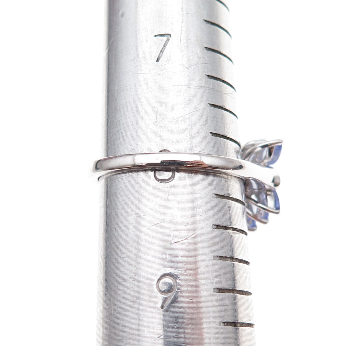 Chuck Clemency 925 Sterling Silver Real Diamond & Tanzanite Bypass Ring Size 8