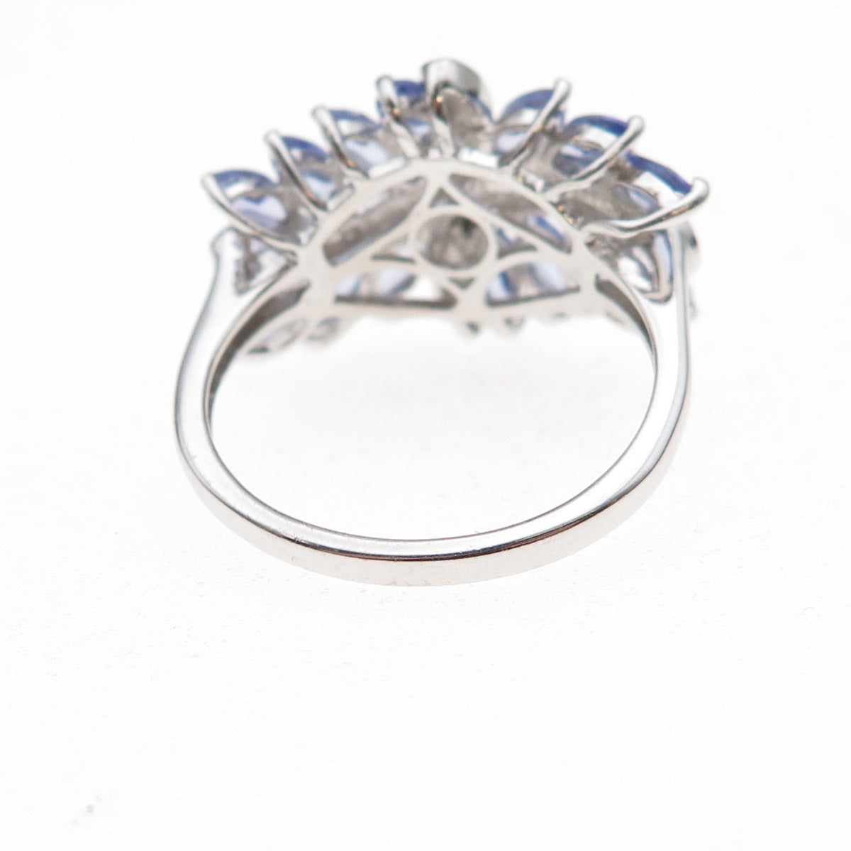Chuck Clemency 925 Sterling Silver Real Diamond & Tanzanite Bypass Ring Size 8