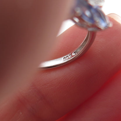 Chuck Clemency 925 Sterling Silver Real Diamond & Tanzanite Bypass Ring Size 8