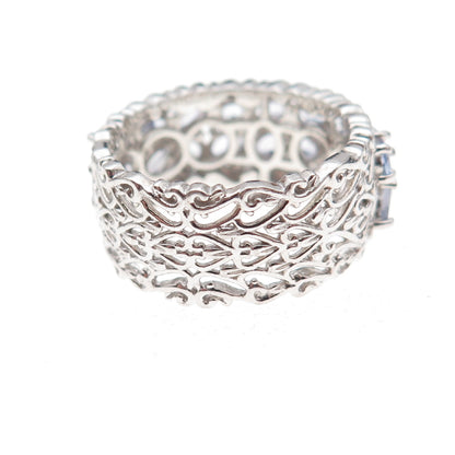 Chuck Clemency 925 Sterling Silver Real Tanzanite Heart Ornate Ring Size 8.25