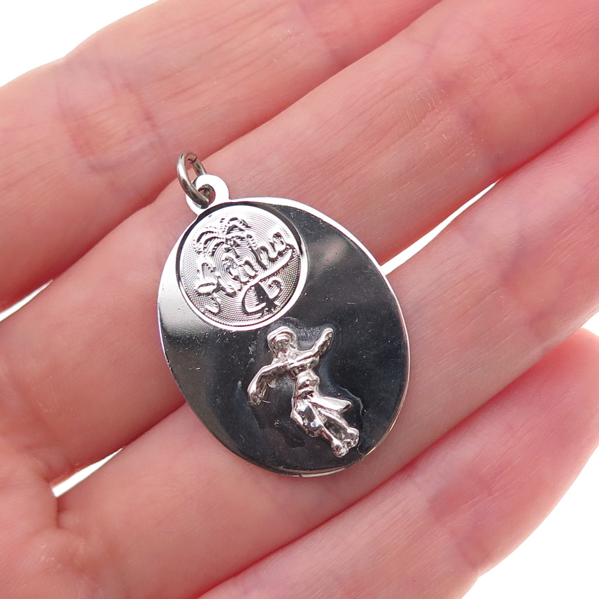 Sasco 925 Sterling Silver Vintage Aloha Hawaii Hula Dancer Charm Pendant