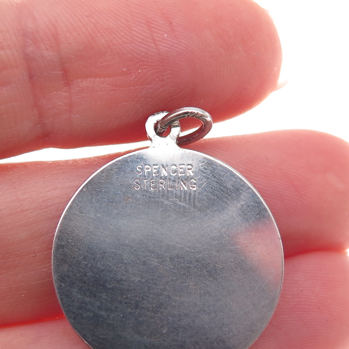 Spencer 925 Sterling Silver Vintage Engraved Merry Xmas Charm Pendant