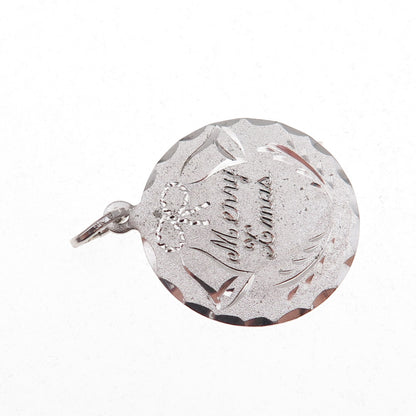Spencer 925 Sterling Silver Vintage Engraved Merry Xmas Charm Pendant
