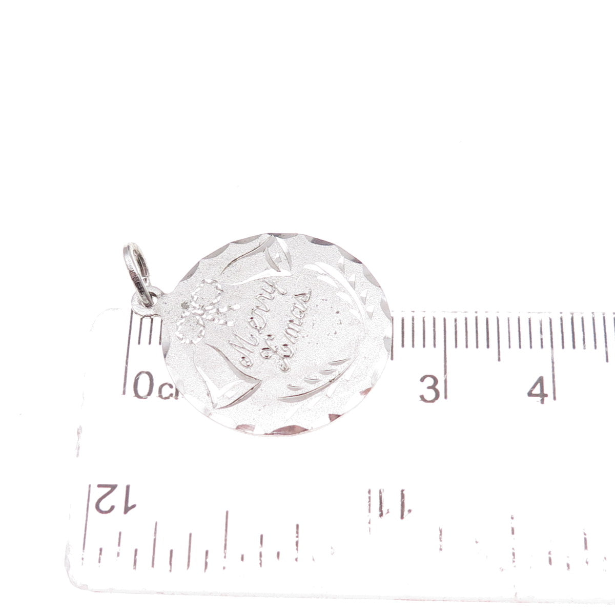 Spencer 925 Sterling Silver Vintage Engraved Merry Xmas Charm Pendant