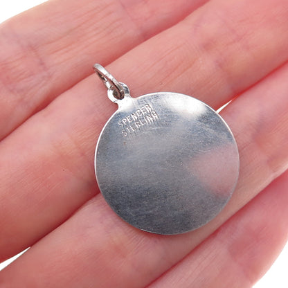 Spencer 925 Sterling Silver Vintage Engraved Merry Xmas Charm Pendant