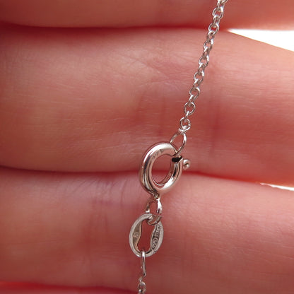 925 Sterling Silver Real Diamond Heart Baby Shoe Cable Chain Necklace 18"