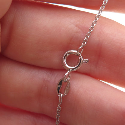 925 Sterling Silver Real Diamond Heart Baby Shoe Cable Chain Necklace 18"