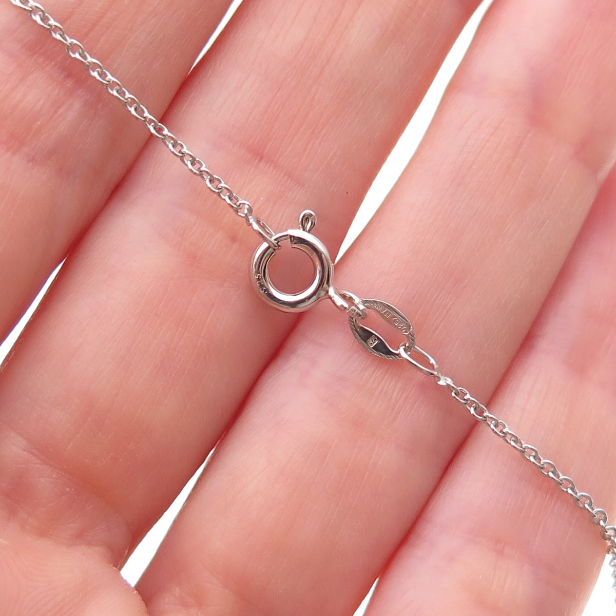 925 Sterling Silver Real Diamond Heart Baby Shoe Cable Chain Necklace 18"