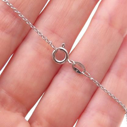 925 Sterling Silver Real Diamond Heart Baby Shoe Cable Chain Necklace 18"