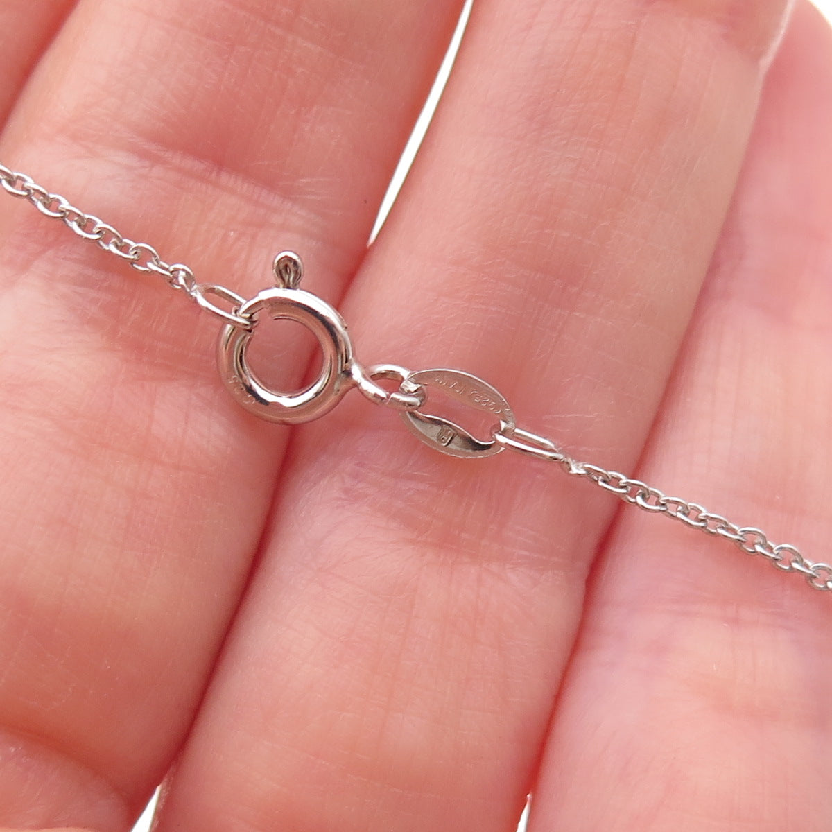 925 Sterling Silver Real Diamond Heart Baby Shoe Cable Chain Necklace 18"