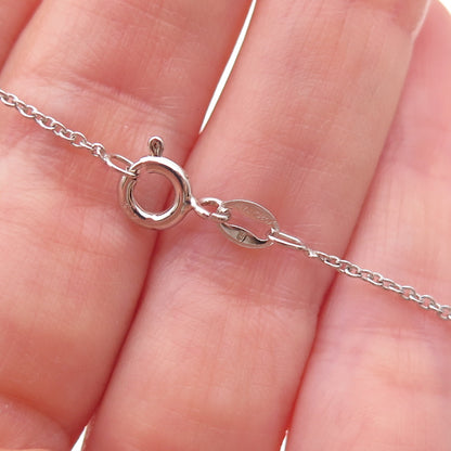 925 Sterling Silver Real Diamond Heart Baby Shoe Cable Chain Necklace 18"