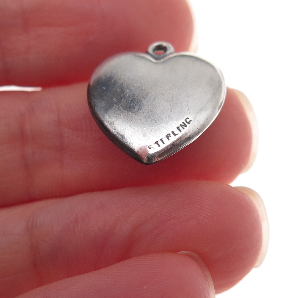 925 Sterling Silver Antique Art Deco Cherry Blossom Heart Chatelaine Pendant