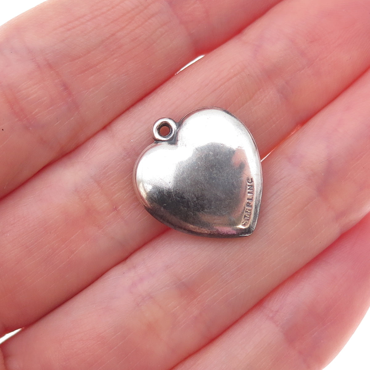 925 Sterling Silver Antique Art Deco Cherry Blossom Heart Chatelaine Pendant