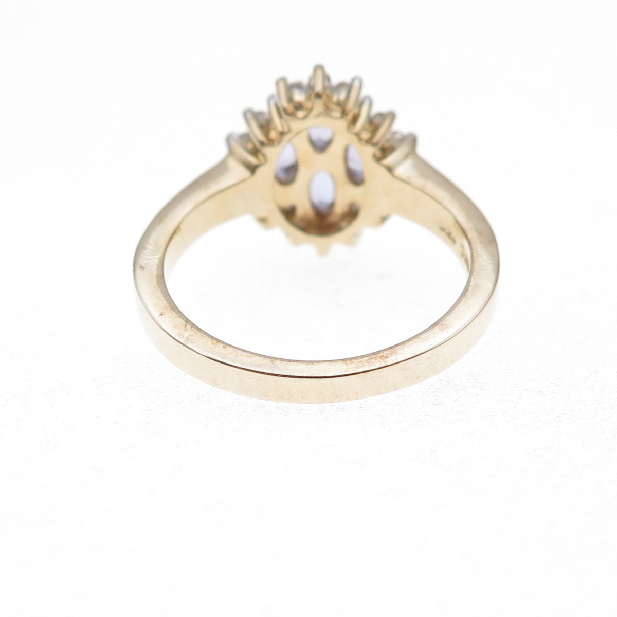 925 Sterling Silver Gold Plated Real Tanzanite & White Topaz Ring Size 8