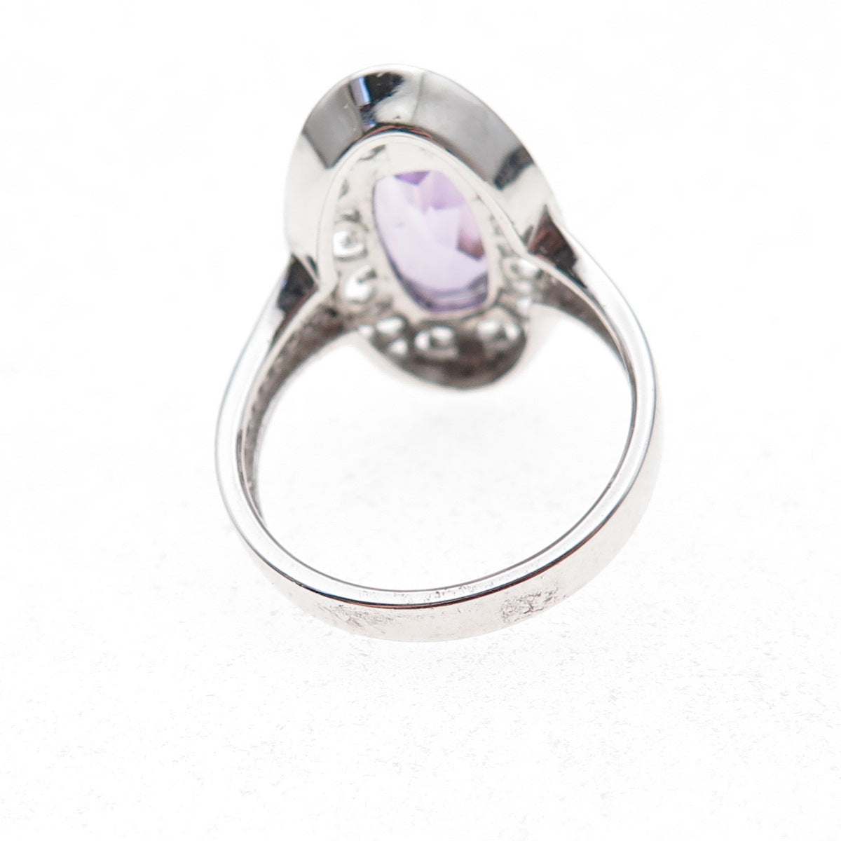 925 Sterling Silver Mexico Real Amethyst Floral Scroll Ring Size 7.25