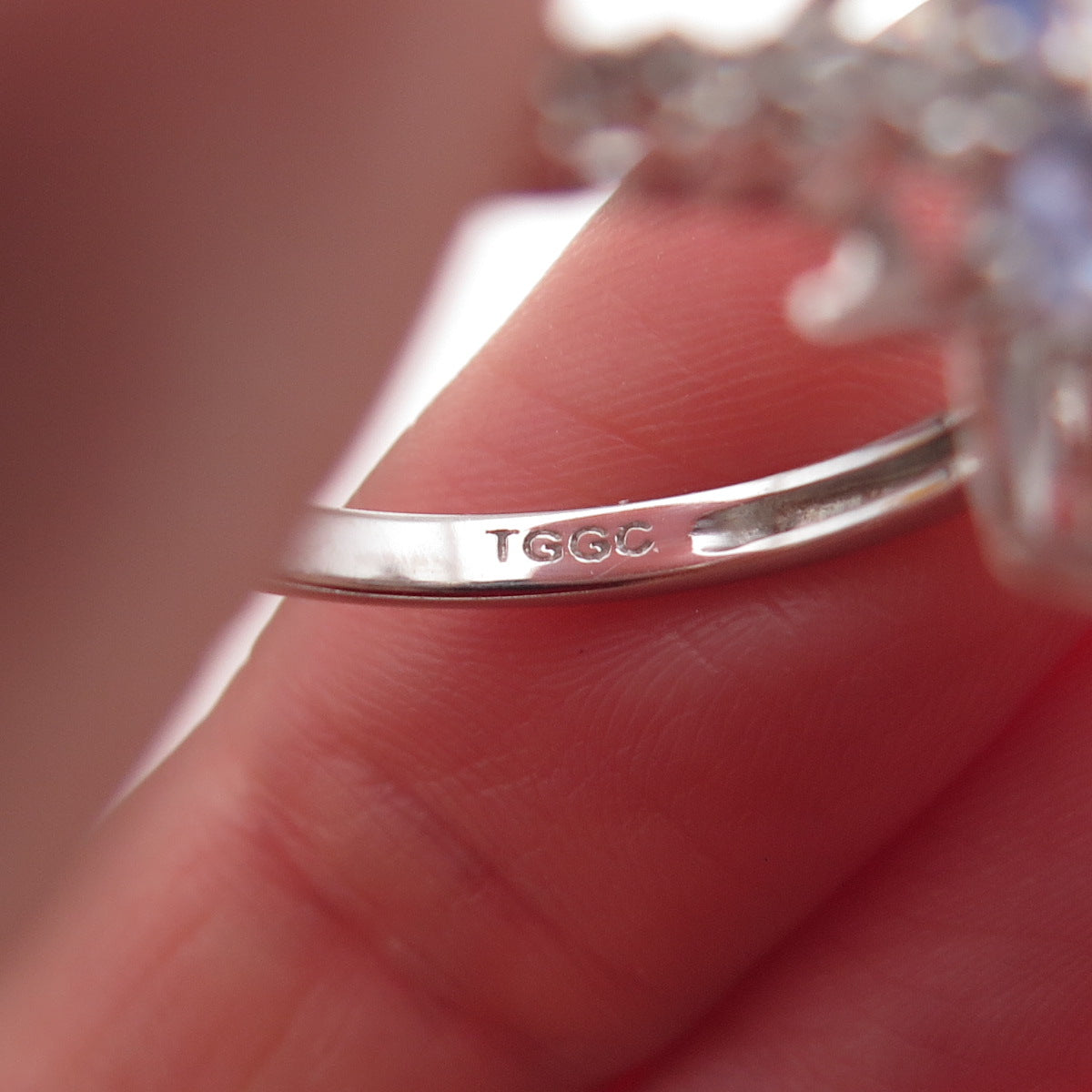 925 Sterling Silver Real Tanzanite & White Topaz Floral Ring Size 8