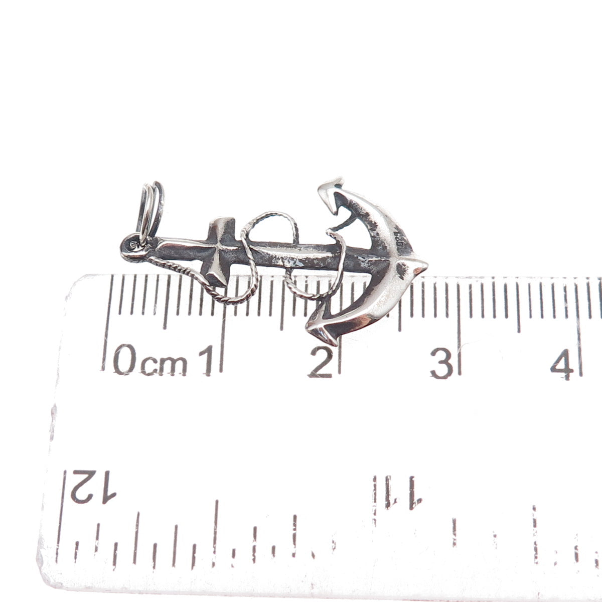 925 Sterling Silver Vintage Anchor Oxidized Charm Pendant