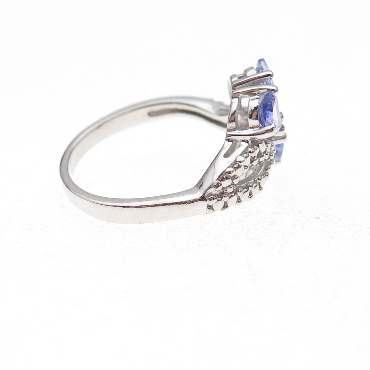 925 Sterling Silver Real Diamond & Tanzanite Ring Size 8.25