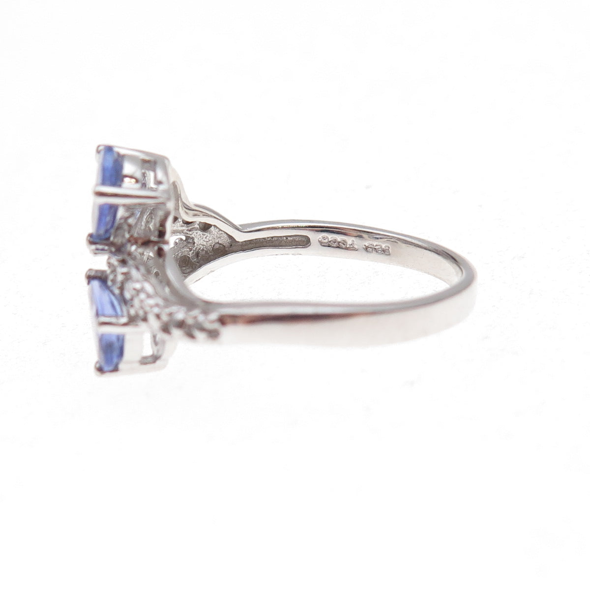 925 Sterling Silver Real Diamond & Tanzanite Ring Size 8.25