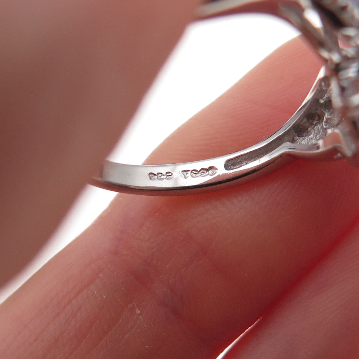925 Sterling Silver Real Diamond & Tanzanite Ring Size 8.25