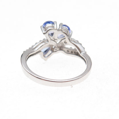 925 Sterling Silver Real Diamond & Tanzanite Ring Size 8.25
