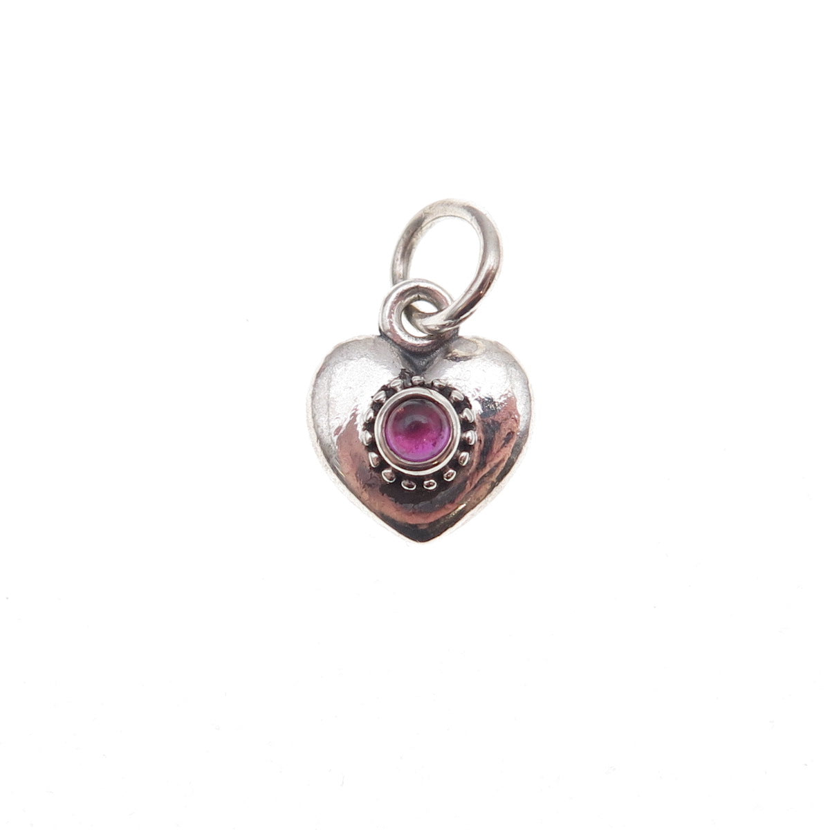 Pandora 925 Sterling Silver Real Amethyst Treasured Heart Dangle Charm Pendant