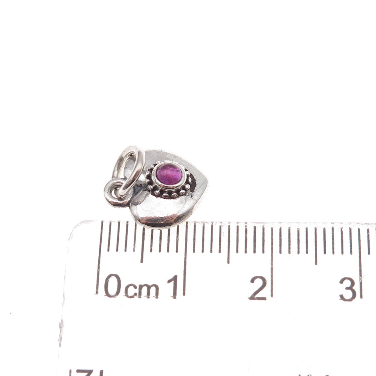 Pandora 925 Sterling Silver Real Amethyst Treasured Heart Dangle Charm Pendant