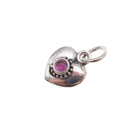 Pandora 925 Sterling Silver Real Amethyst Treasured Heart Dangle Charm Pendant