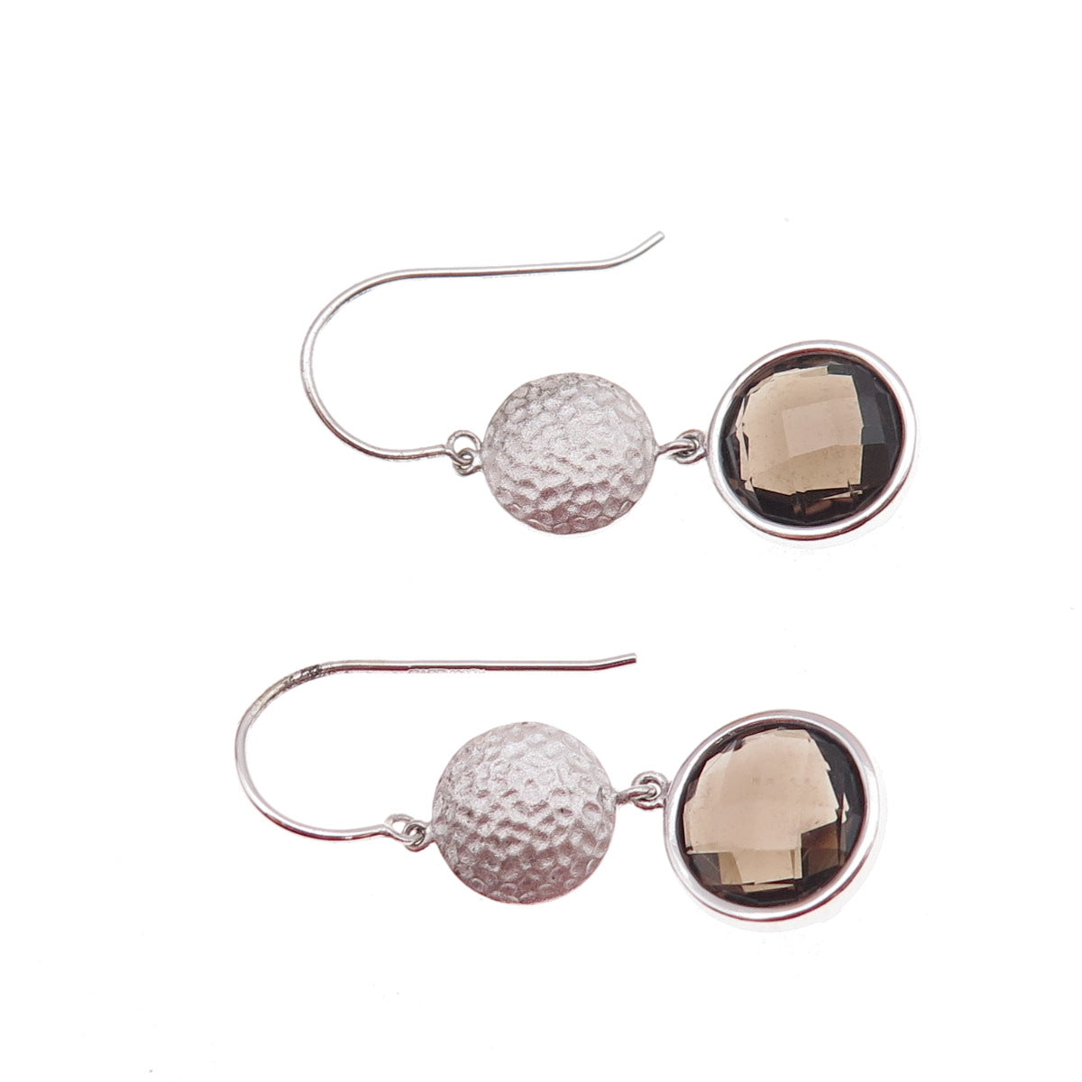 925 Sterling Silver Mexico Real Smoky Quartz Dangle Earrings
